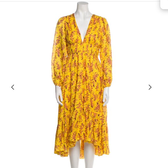 Ulla Johnson Yellow Floral Print Midi Length Dress Size 0 - Picture 1 of 6